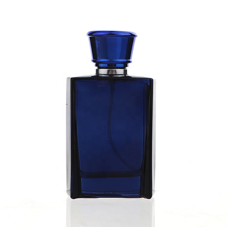 Luxury Polished Square Empty 50 ml Glass Blue Perfume Bottle