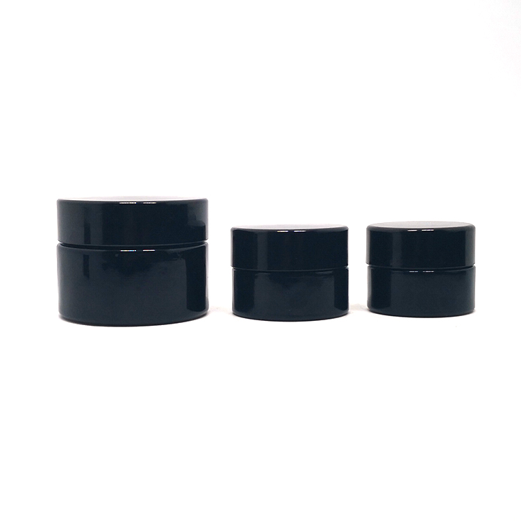 Luxury Pots en verre 50 ml Cosmetic Packaging Round UV violet glass Container Cream fancy Glass Jar With Lid