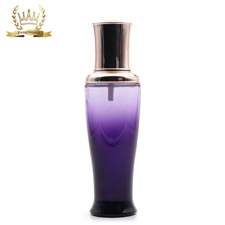 Luxury Purple Cosmetic Packaging Skin Care Cream Jars Lotion Pump Glass Bottles Set