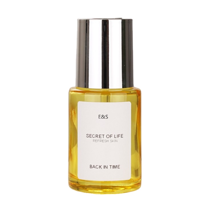 Luxury Push Button Top Glass Dropper Bottle 30ml Essential oil Orange Serum Bottle with Dropper