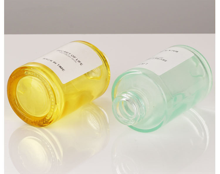 Luxury Push Button Top Glass Dropper Bottle 30ml Essential oil Orange Serum Bottle with Dropper