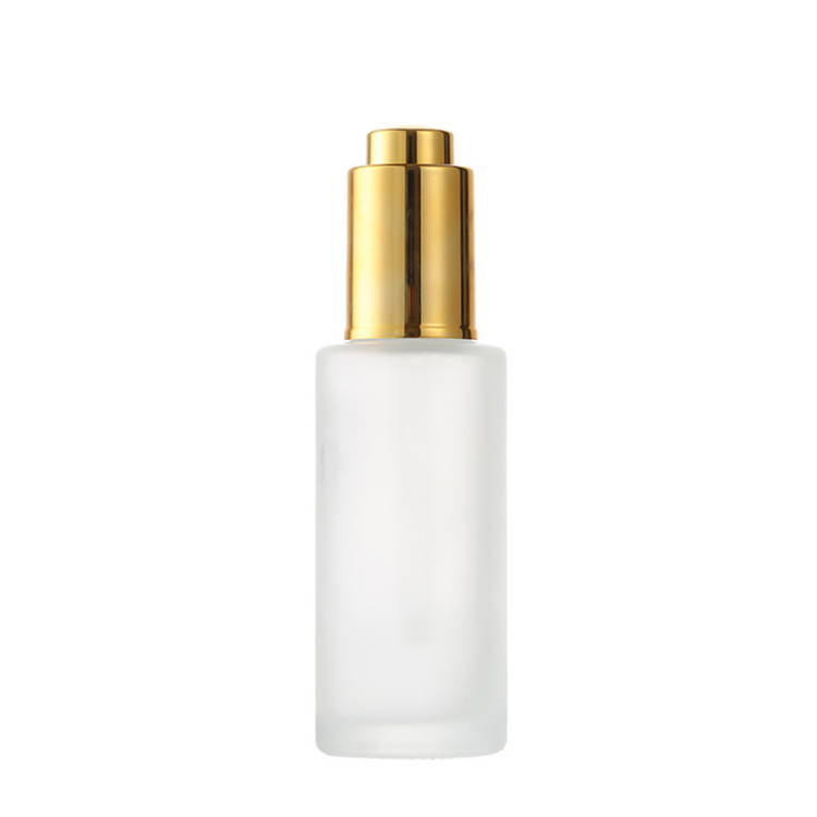 Luxury Push Button Top Glass Dropper Bottle 30ml Essential oil Orange Serum Bottle with Dropper