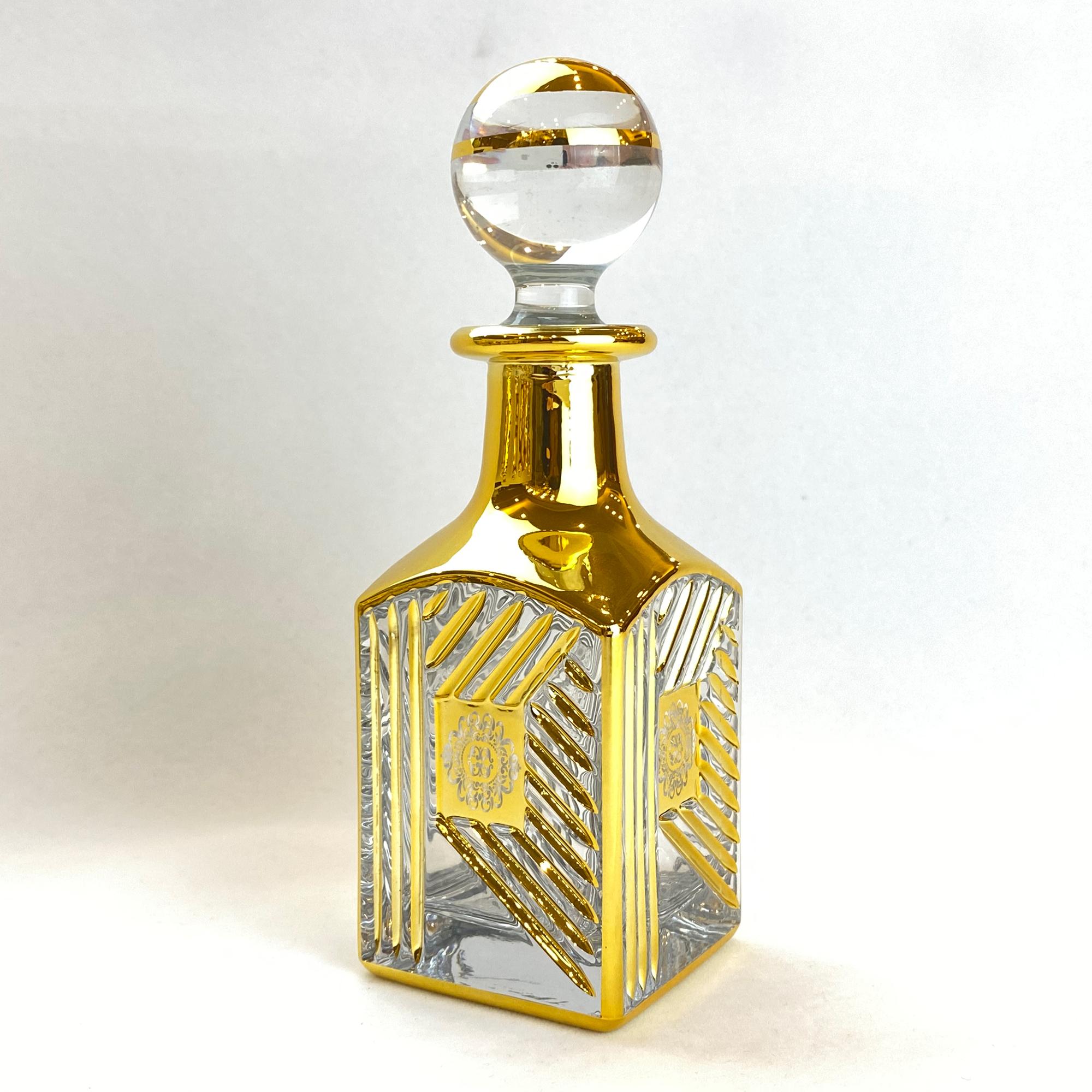 Luxury Real Gold Decorative Vintage Empty Perfume Bottle Dubai High Quality Essential Oil Glass