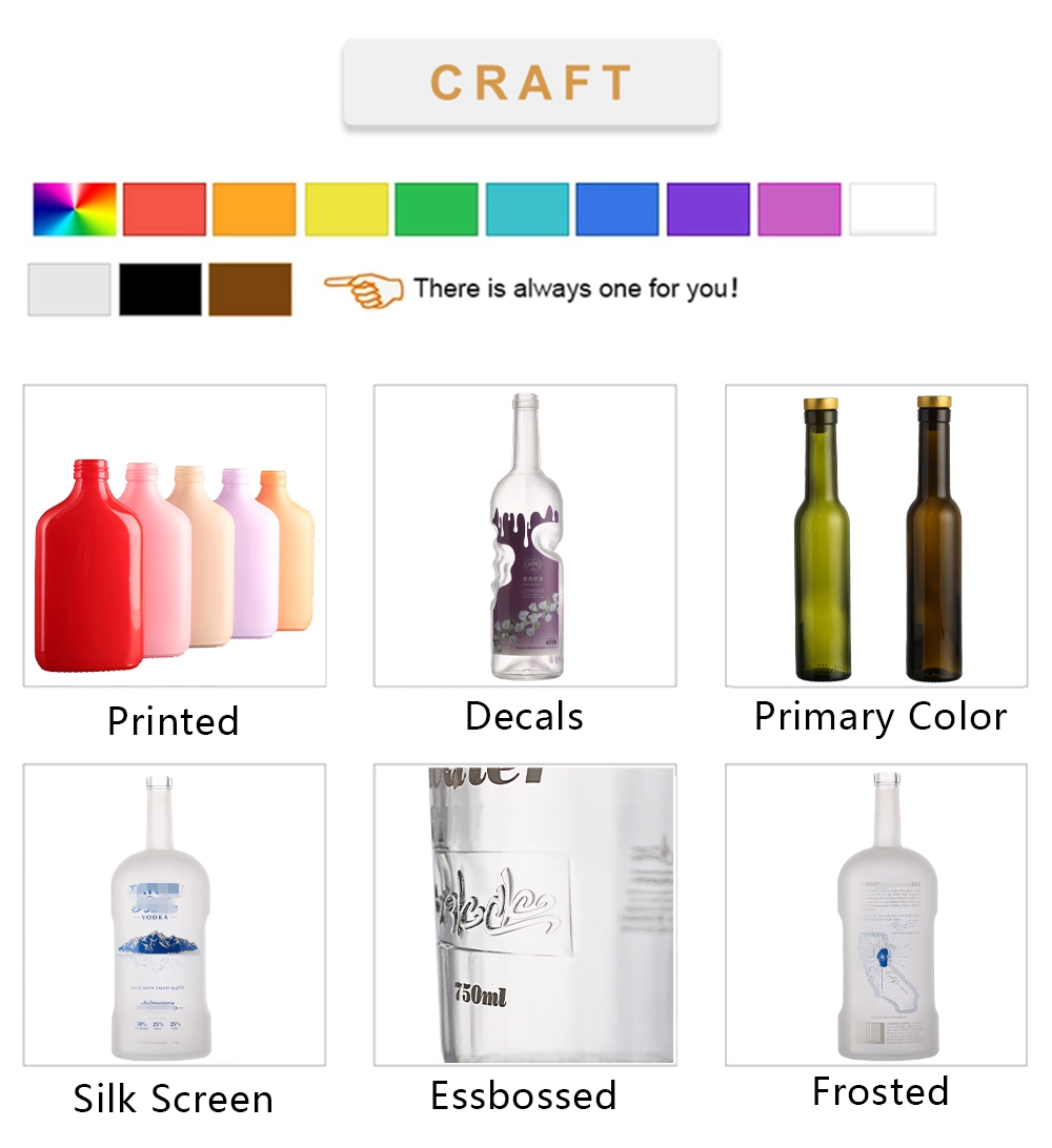 Luxury Recycled Green Red Wine 750 ml Colored Clear Black glass wine bottle In China