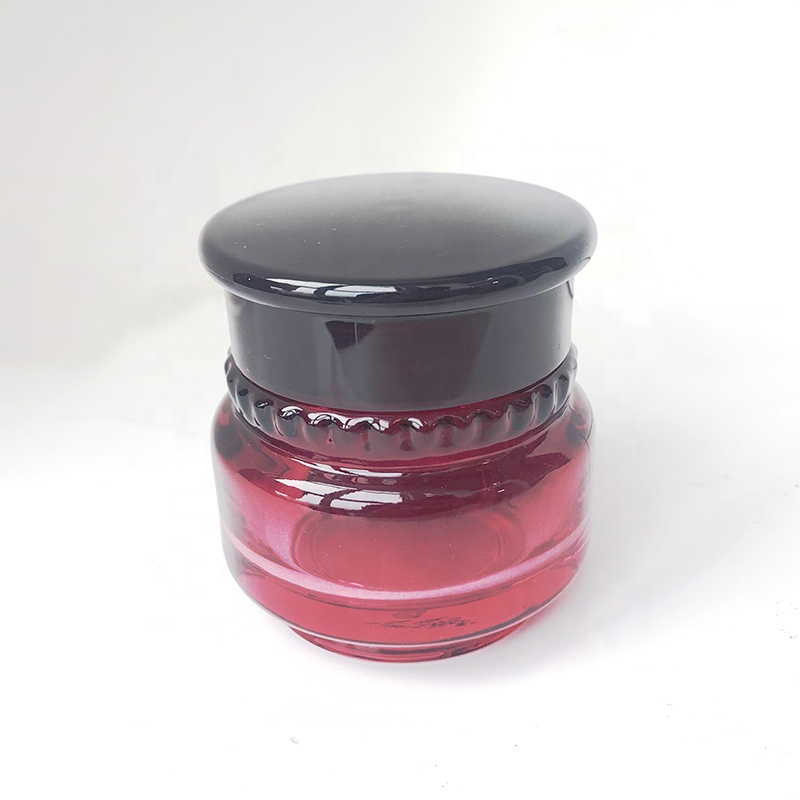 Luxury Red Glass Screw Cap 50g Cosmetic Packaging Glass Cream Jar