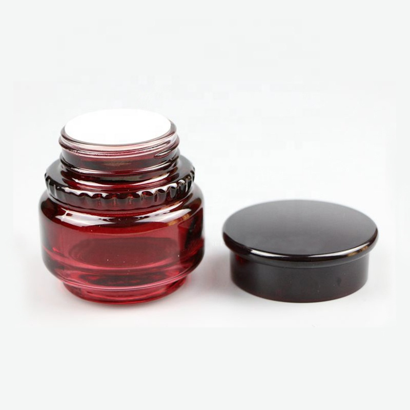 Luxury Red Glass Screw Cap 50g Cosmetic Packaging Glass Cream Jar