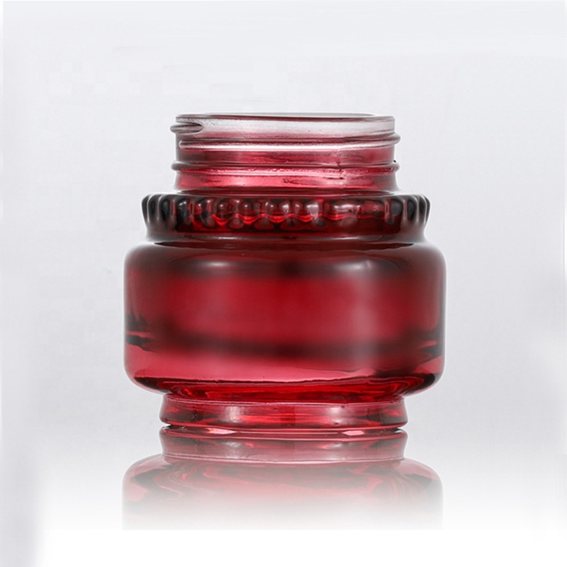 Luxury Red Glass Screw Cap 50g Cosmetic Packaging Glass Cream Jar