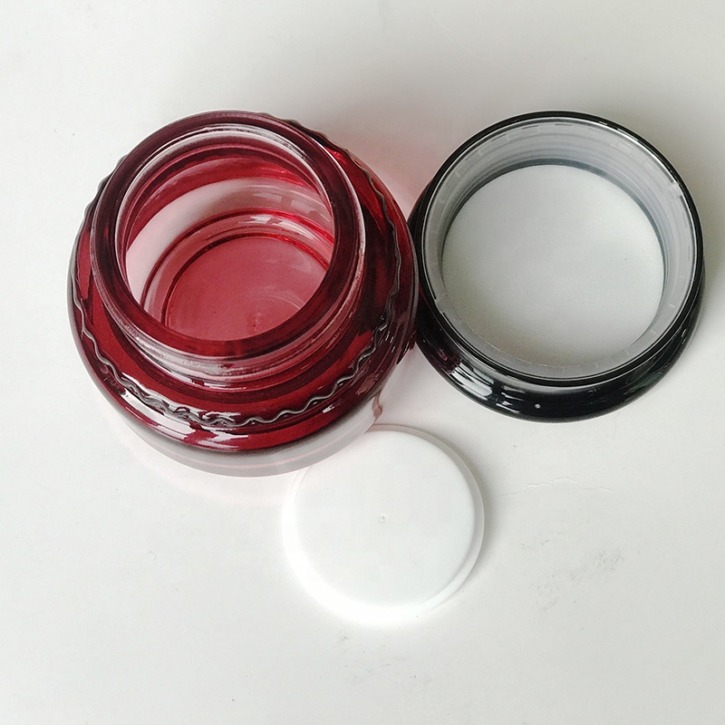 Luxury Red Glass Screw Cap 50g Cosmetic Packaging Glass Cream Jar