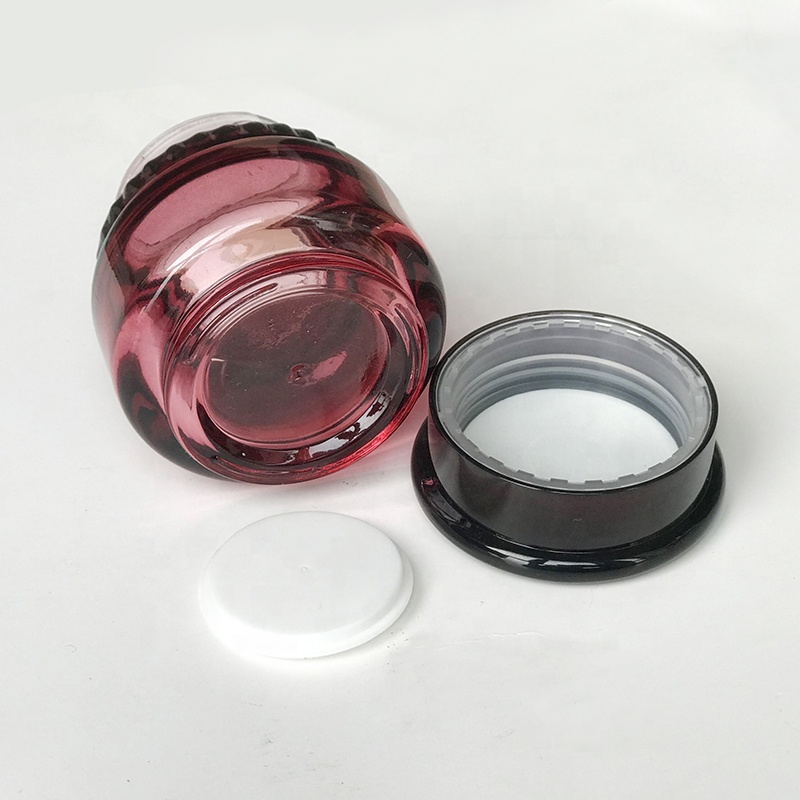 Luxury Red Glass Screw Cap 50g Cosmetic Packaging Glass Cream Jar