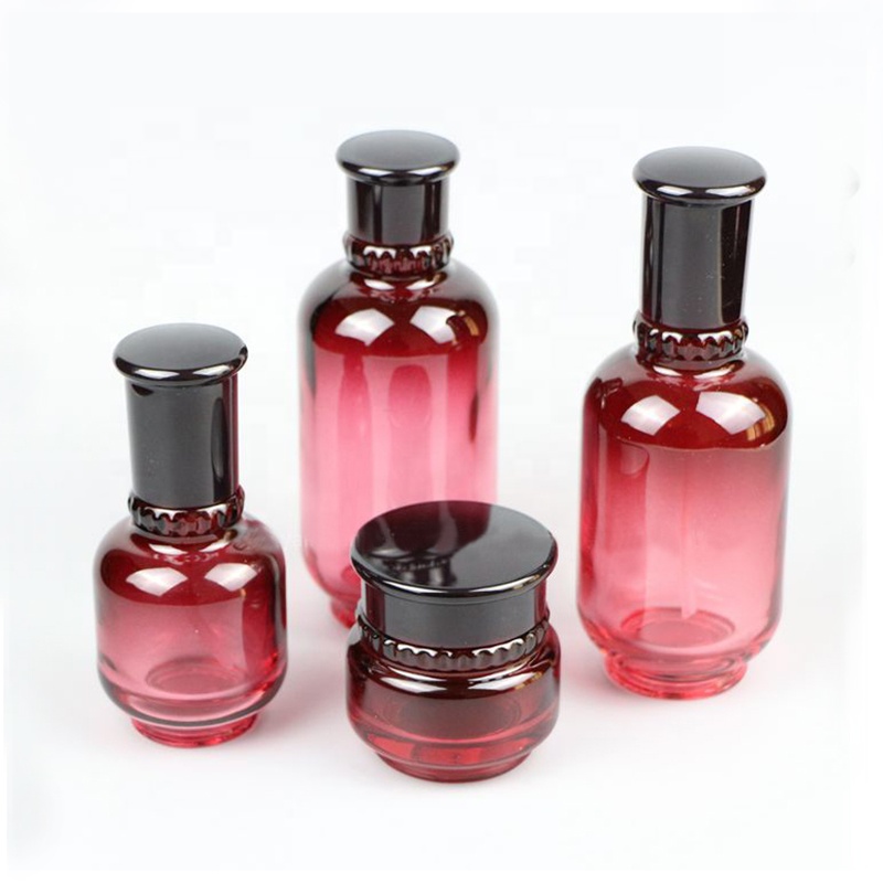Luxury Red Glass Screw Cap 50g Cosmetic Packaging Glass Cream Jar