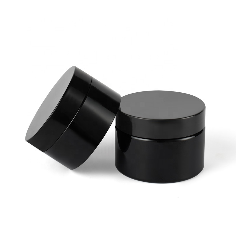 Luxury Reusable food grade cosmetic facial hair mask container 30g 50g 100g 150g 200g 250g Solid Black PET Plastic storage Jar