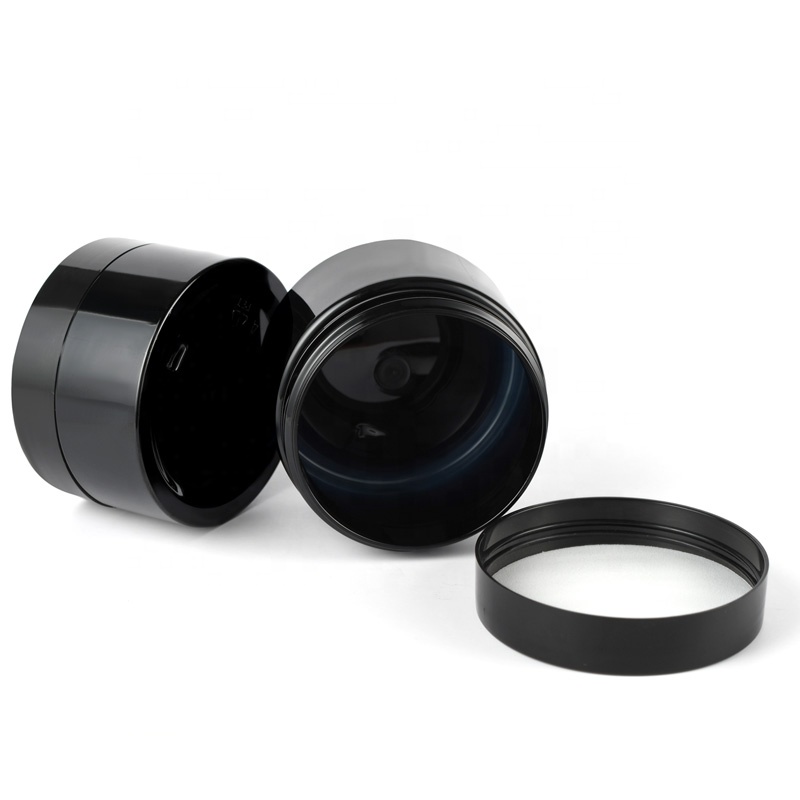 Luxury Reusable food grade cosmetic facial hair mask container 30g 50g 100g 150g 200g 250g Solid Black PET Plastic storage Jar