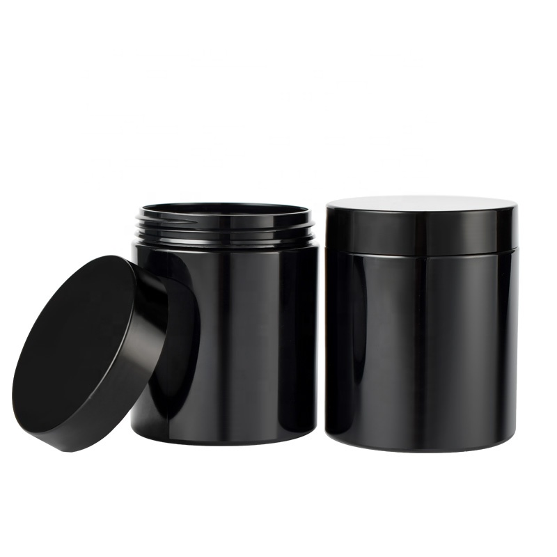 Luxury Reusable food grade cosmetic facial hair mask container 30g 50g 100g 150g 200g 250g Solid Black PET Plastic storage Jar