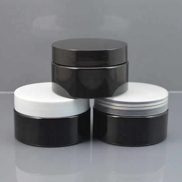 Luxury Reusable food grade cosmetic facial hair mask container 30g 50g 100g 150g 200g 250g Solid Black PET Plastic storage Jar