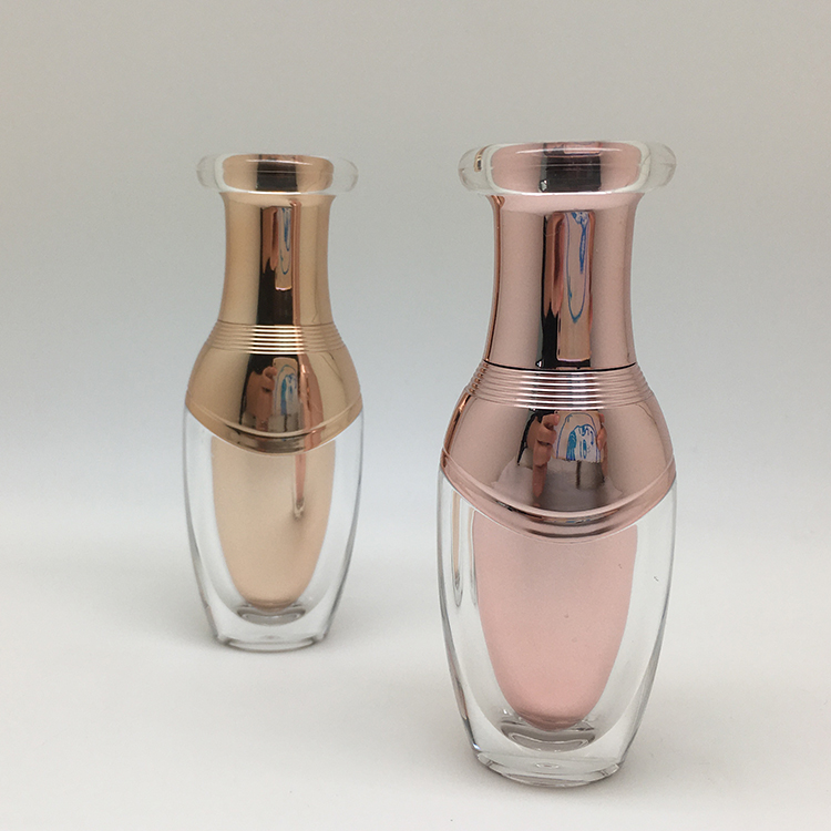 Luxury Rose Gold Acrylic Flower Basket Head 15 Ml Pump Essential Oil Bottle For Travel Lotion bottle can be customized
