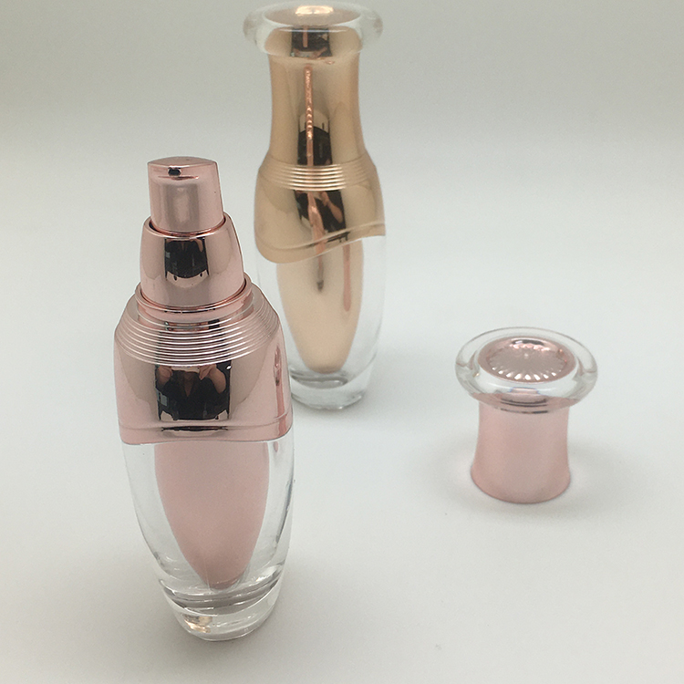 Luxury Rose Gold Acrylic Flower Basket Head 15 Ml Pump Essential Oil Bottle For Travel Lotion bottle can be customized