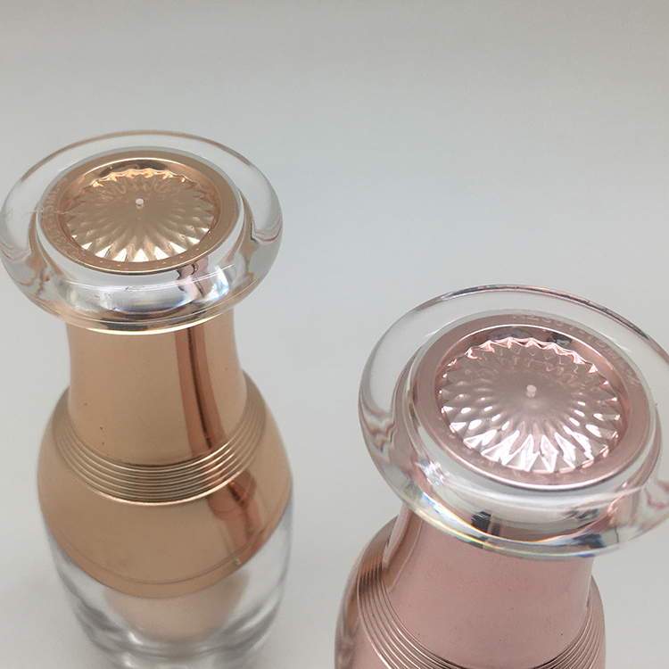 Luxury Rose Gold Acrylic Flower Basket Head 15 Ml Pump Essential Oil Bottle For Travel Lotion bottle can be customized