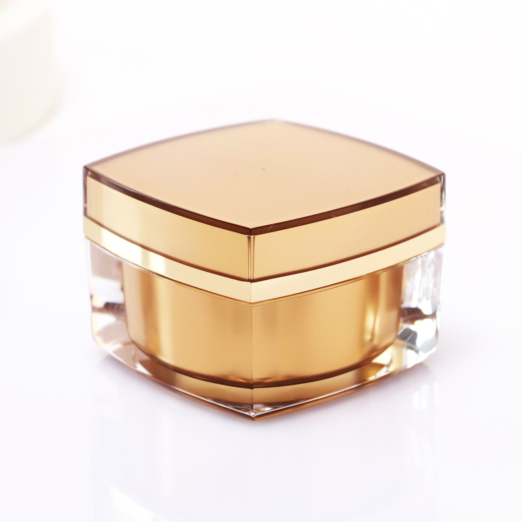 Luxury Rose Gold Square Frosted Acrylic Cosmetic Jar Bottle