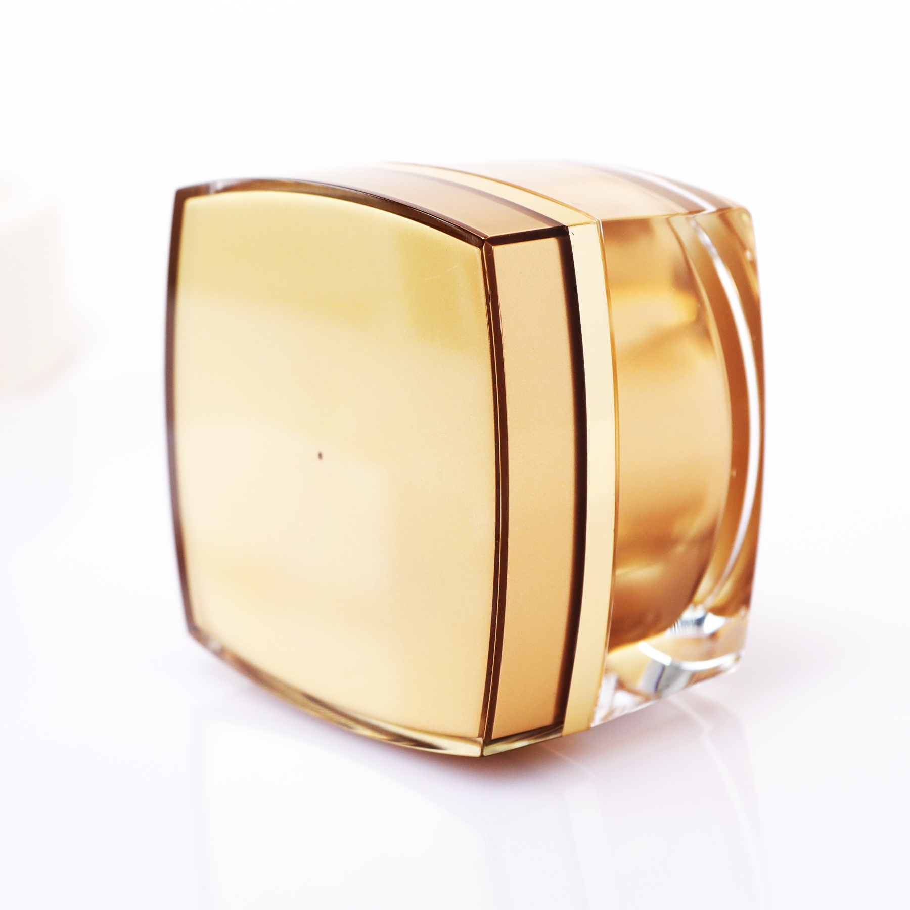 Luxury Rose Gold Square Frosted Acrylic Cosmetic Jar Bottle
