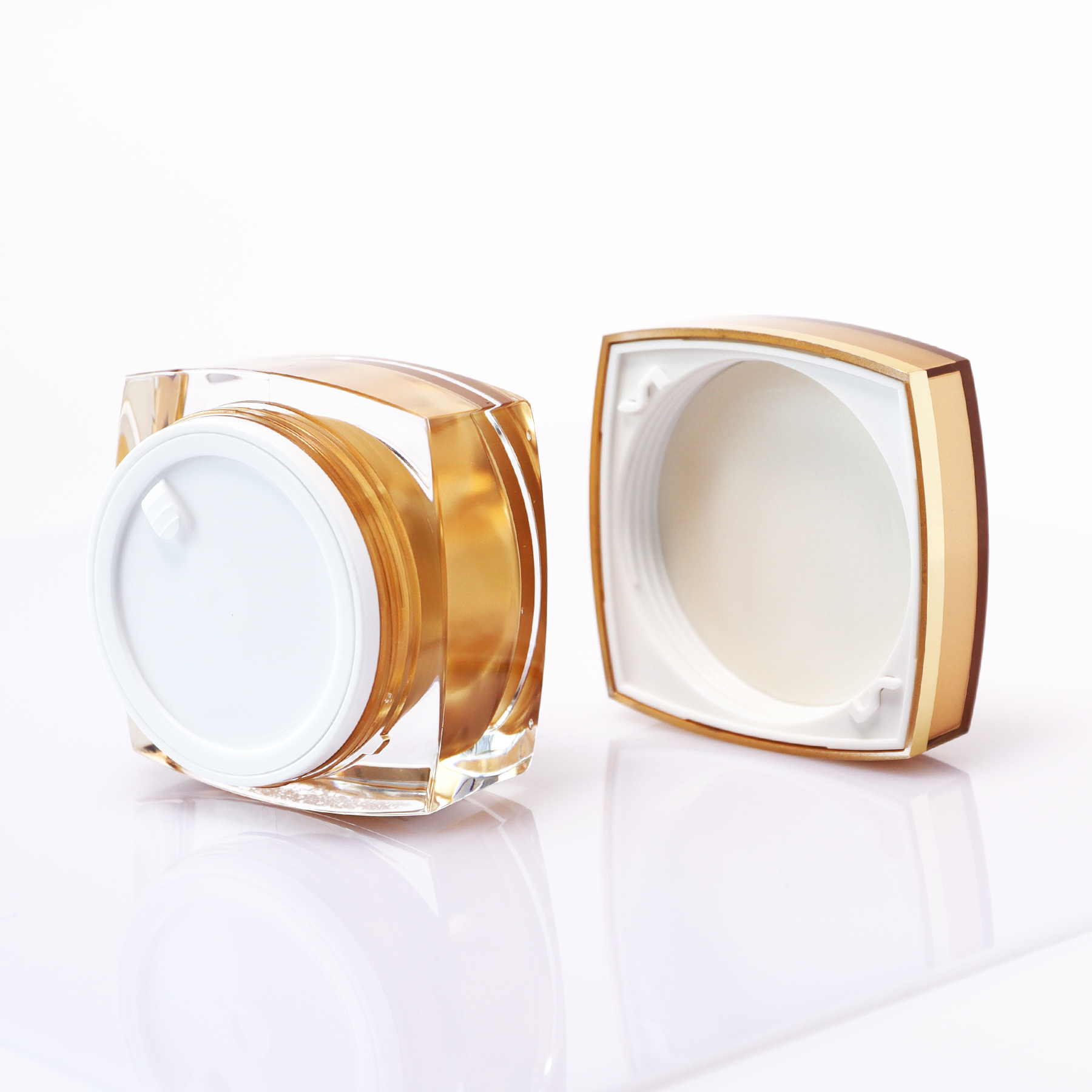 Luxury Rose Gold Square Frosted Acrylic Cosmetic Jar Bottle