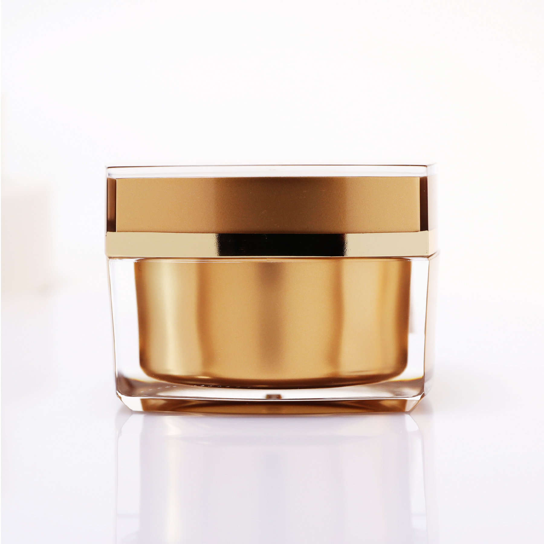 Luxury Rose Gold Square Frosted Acrylic Cosmetic Jar Bottle
