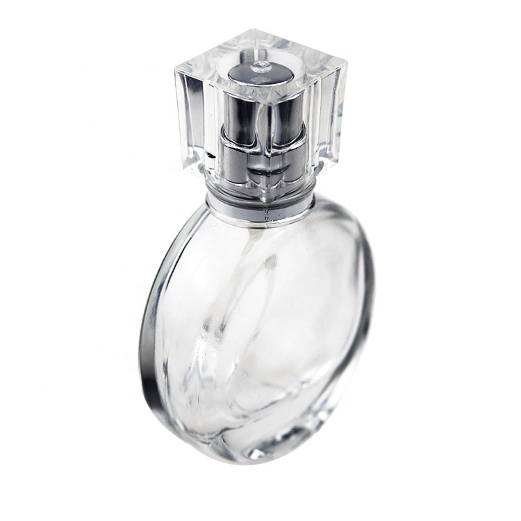 Luxury Round Clear Pocket Perfume Spray Bottle 25 ml With Silver Cap For Women
