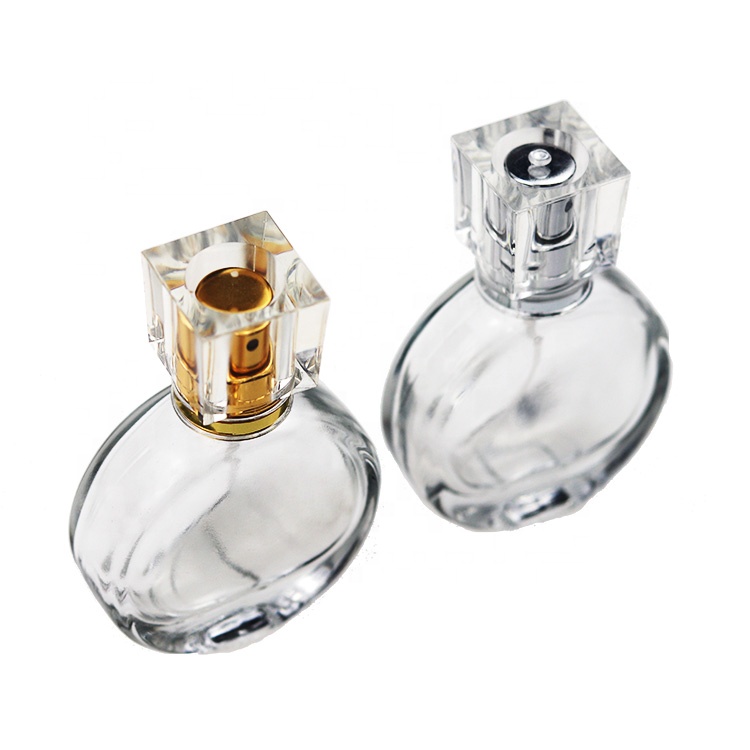 Luxury Round Clear Pocket Perfume Spray Bottle 25 ml With Silver Cap For Women