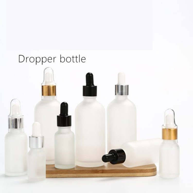 Luxury Round Empty Small 10ml frosted glass dropper bottle With Dropper 15 Ml With Silver Cover