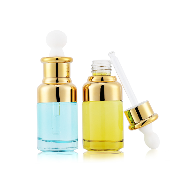 Luxury Serum Bottle Push Button Cosmetics 30ml 50ml 100ml Clear empty Face Serum Glass Bottle/Container