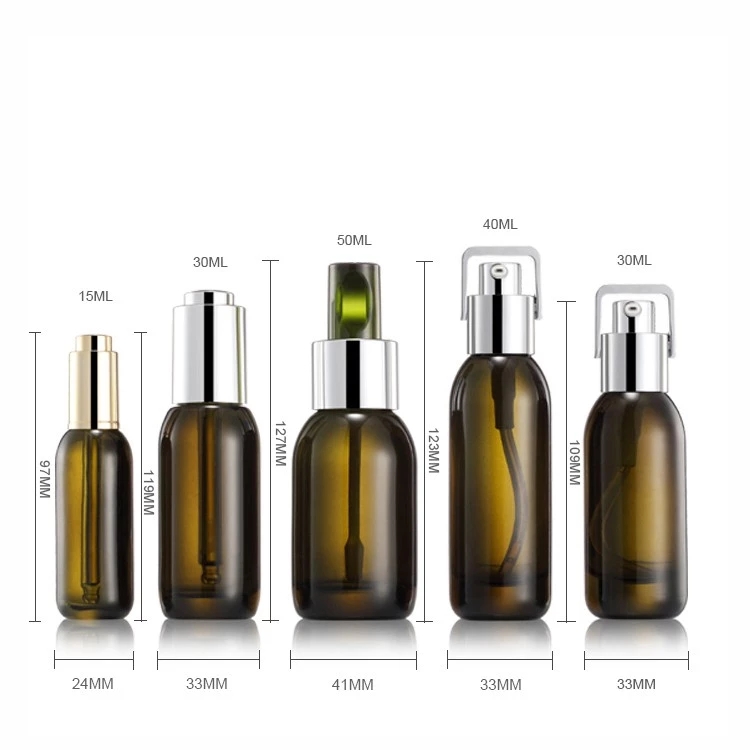 Luxury Serum Bottle Push Button Cosmetics 30ml 50ml Face Serum Glass Dropper Bottle/Container