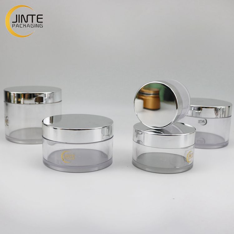 Luxury Silver Color Cosmetic Packaging Containers 1OZ 2OZ 3OZ 5OZ 6OZ 8OZ Cream Jars With Metal Color Lid