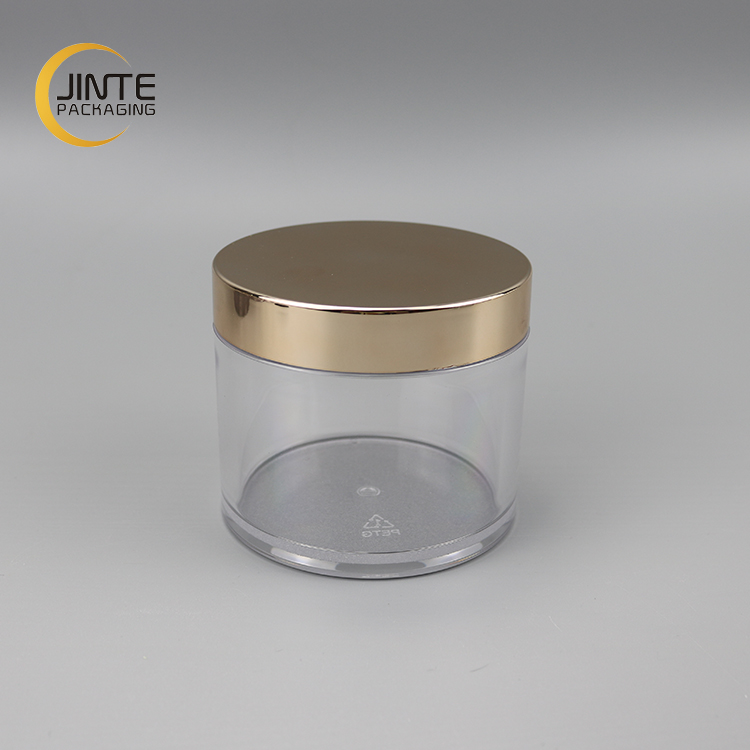 Luxury Skin Care Packaging 8 OZ 250 ml PETG Jar Plastic Cream Jar with Shiny Gold Cap