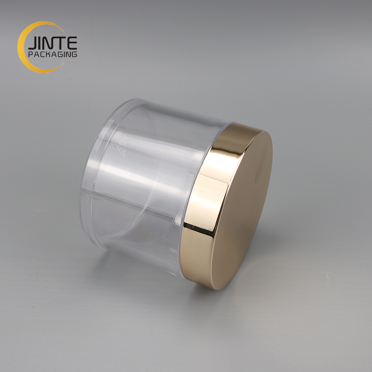 Luxury Skin Care Packaging 8 OZ 250 ml PETG Jar Plastic Cream Jar with Shiny Gold Cap