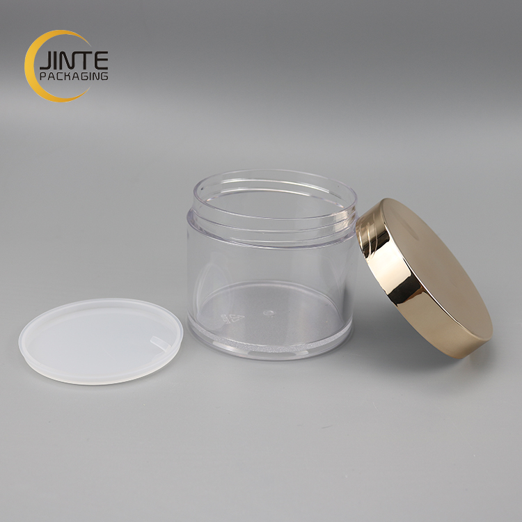 Luxury Skin Care Packaging 8 OZ 250 ml PETG Jar Plastic Cream Jar with Shiny Gold Cap