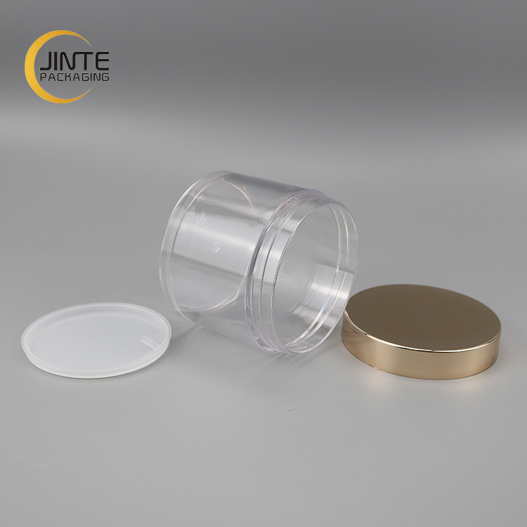 Luxury Skin Care Packaging 8 OZ 250 ml PETG Jar Plastic Cream Jar with Shiny Gold Cap