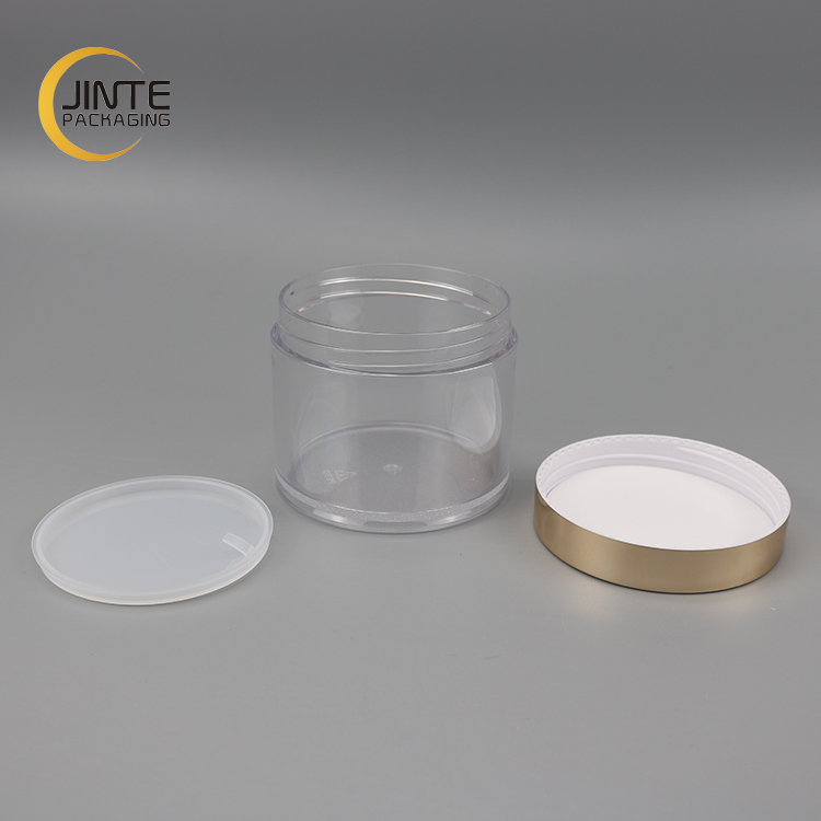 Luxury Skin Care Packaging 8 OZ 250 ml PETG Jar Plastic Cream Jar with Shiny Gold Cap