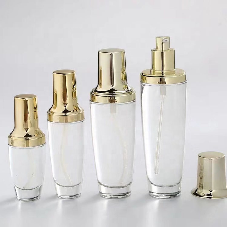Luxury Skincare Cosmetic Glass Lotion Bottle 120ml 100ml 40ml 50g 30g Glass Jar with Screw Cap/Pump Sprayer