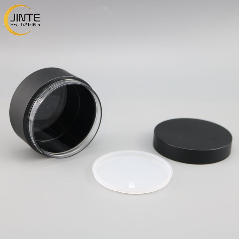 Luxury Skincare Jar 1oz 2oz 3oz 5oz 6oz 8oz PETG Black Cosmetic Jars For Hair Care