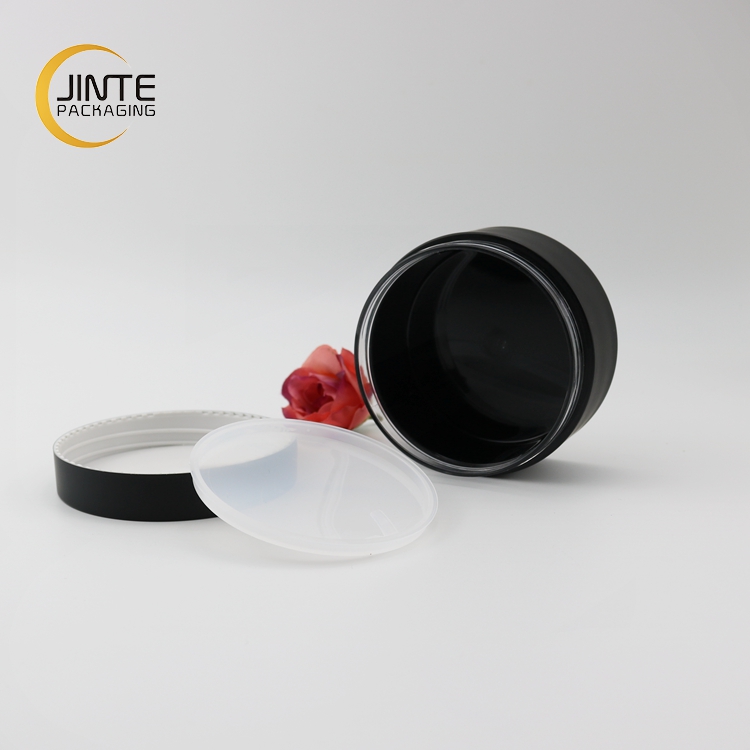 Luxury Skincare Packaging Cosmetic Cream PETG Black Jar Body Cream Jar Empty Round Jar