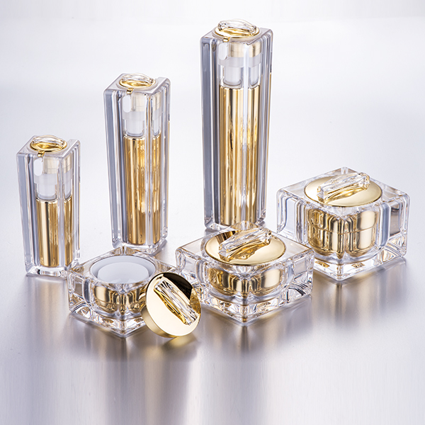 Luxury Square Acrylic Brand Packaging Plastic Empty Jar With Lid,Cosmetic Lotion Bottle