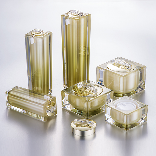 Luxury Square Acrylic Brand Packaging Plastic Empty Jar With Lid,Cosmetic Lotion Bottle