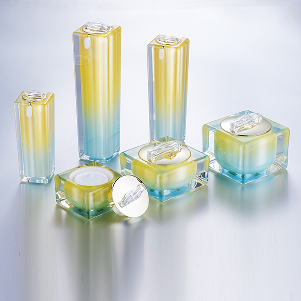 Luxury Square Acrylic Brand Packaging Plastic Empty Jar With Lid,Cosmetic Lotion Bottle