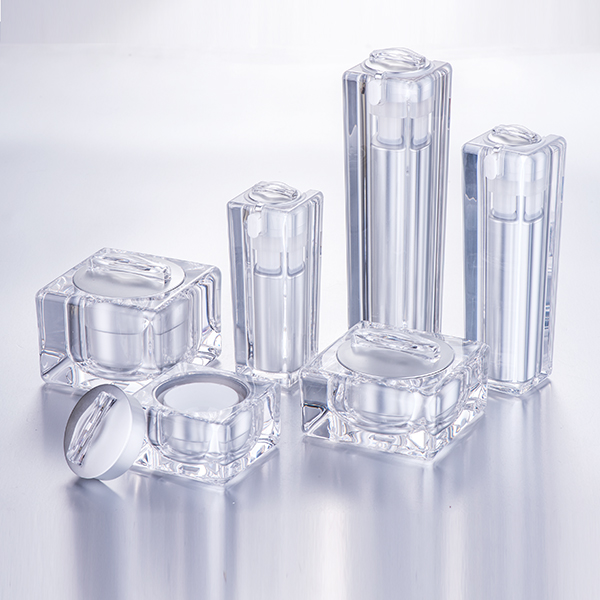 Luxury Square Acrylic Brand Packaging Plastic Empty Jar With Lid,Cosmetic Lotion Bottle