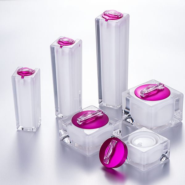Luxury Square Acrylic Brand Packaging Plastic Empty Jar With Lid,Cosmetic Lotion Bottle