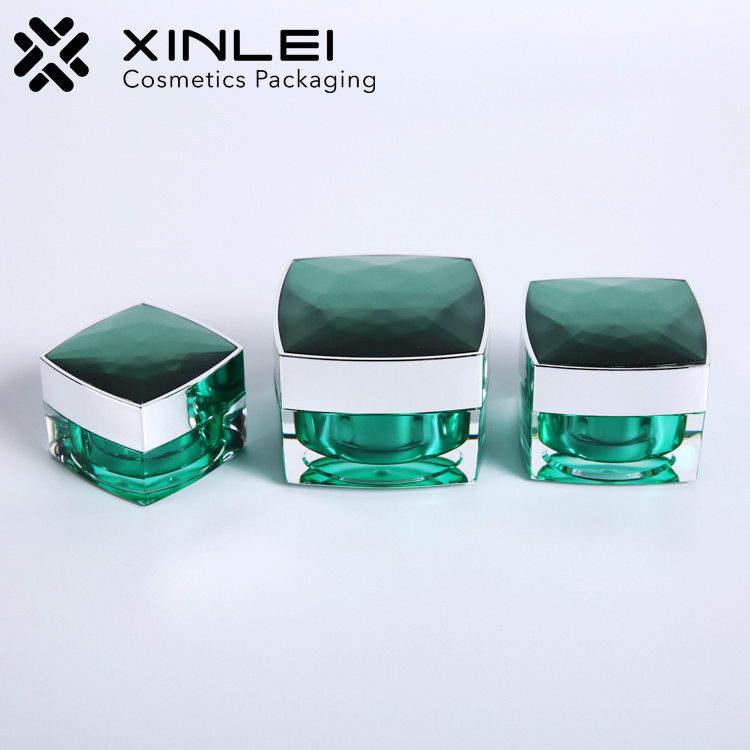 Luxury Square Acrylic Packaging Plastic Empty Jar With Lid