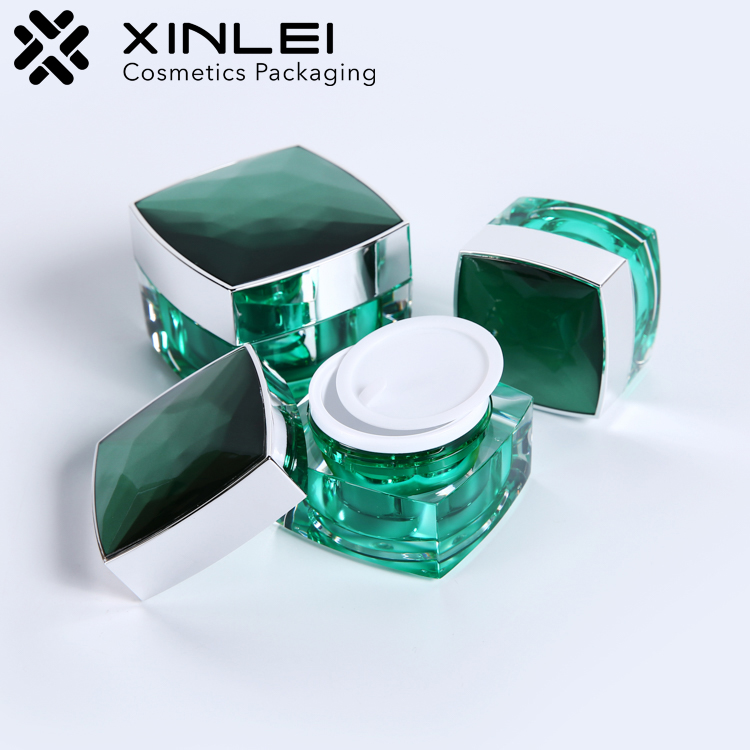 Luxury Square Acrylic Packaging Plastic Empty Jar With Lid