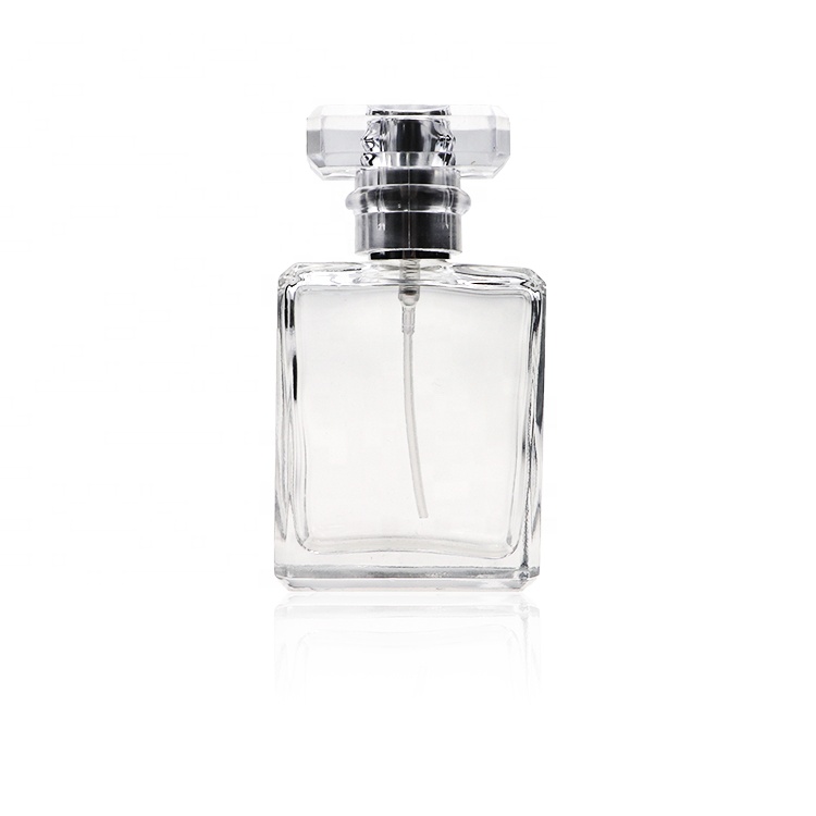 Luxury Square Black Clear Glass Perfume Spray Bottle 50 ml 100ml Low Moq