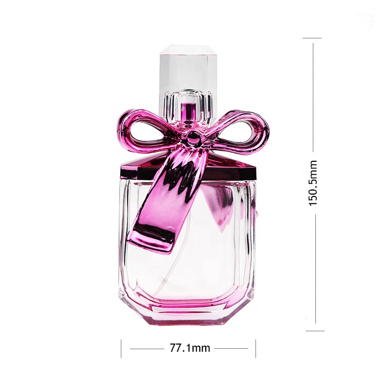 Luxury Square Purple Fancy Flower Cap 50ml Spray Glass Bottles For Perfume
