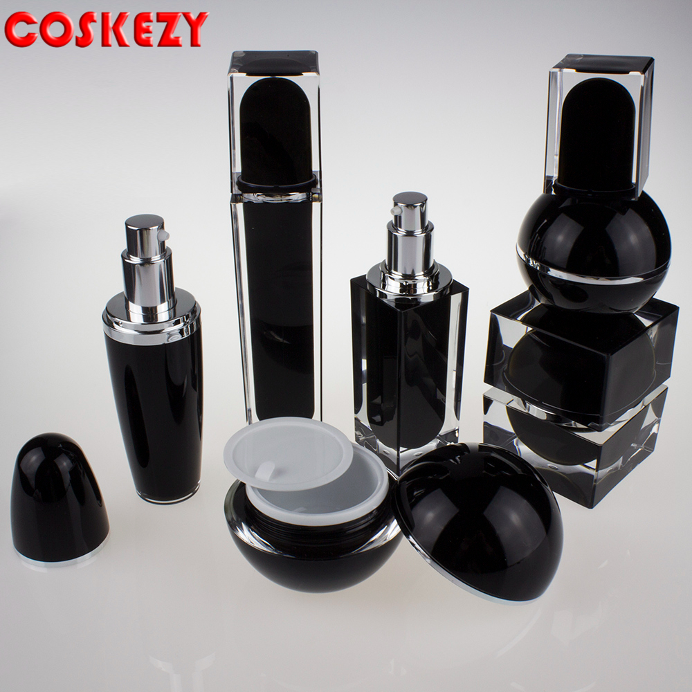 Luxury Square Shape Acrylic Cosmetic Packaging 30g 50g Cream Jar and 30ml 50ml 80ml 120ml Serum Bottle with Dispenser