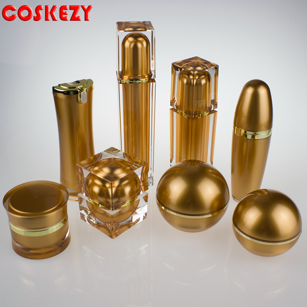 Luxury Square Shape Acrylic Cosmetic Packaging 30g 50g Cream Jar and 30ml 50ml 80ml 120ml Serum Bottle with Dispenser